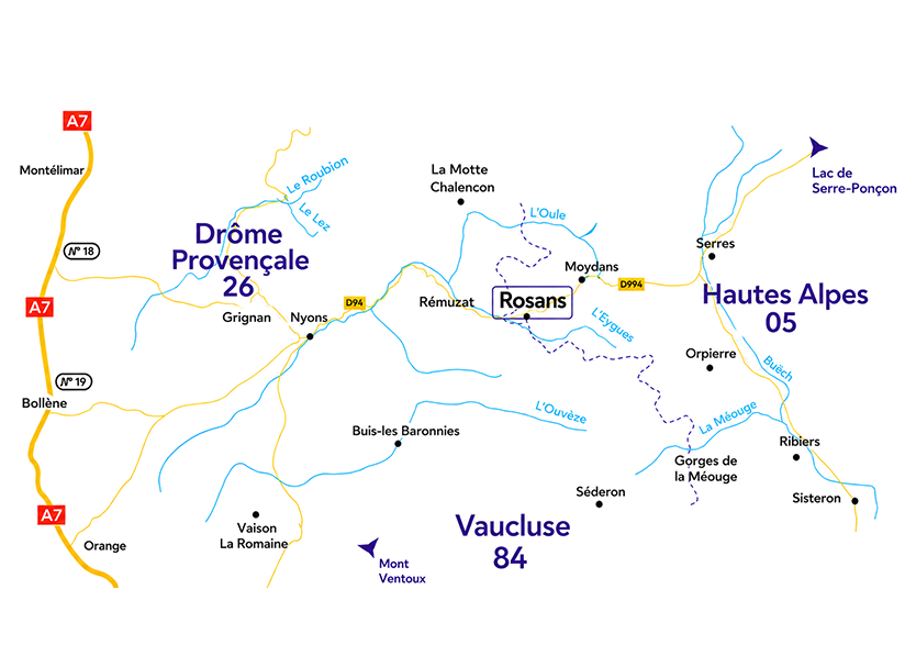 Karte des Campingplatzes „Les hauts de rosans“