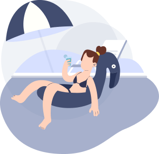 Frau am Schwimmbad
